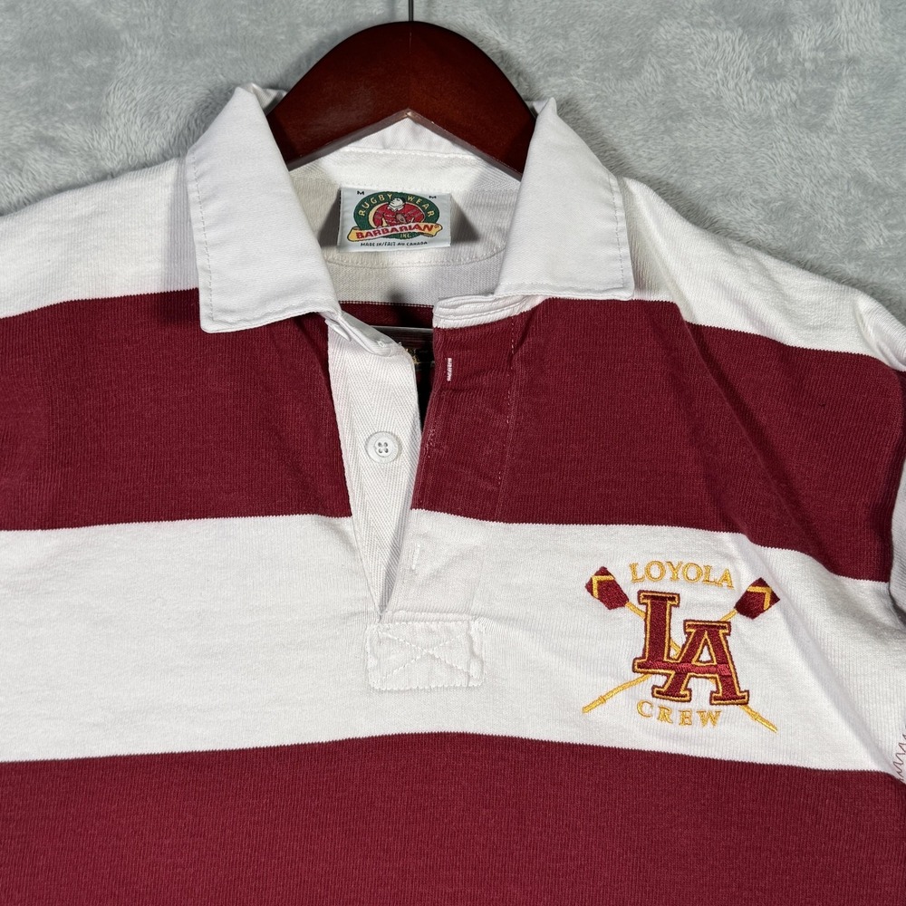Loyola‎ LA Crew Shirt Long Sleeve Mens M Maroon White Rugby Rowing Barbarian